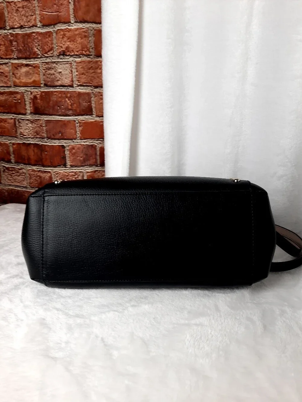 kate spade Black Leather Studded Satchel with Gold Hardware